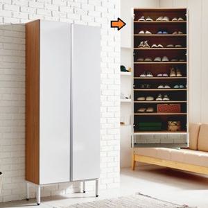 모던화이트 핸드리스 깔끔양문도어 철재프레임 현관신발장 800