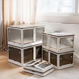 바퀴달린 5면 오픈도어 화이트 인테리어 대용량 폴딩 리빙박스 수납정리함