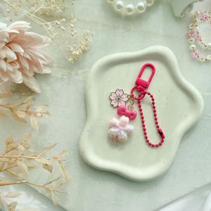 핫핑크 리본 벚꽃키링 귀여운 미니키링 벚꽃축제 백참 차키링