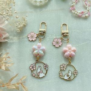 벚꽃 구경하는 귀여운 토끼 고양이 벚꽃키링 여의도 벚꽃축제 백참 미니키링