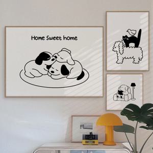 Lovely ! 귀여운 동물 강아지 고양이 드로잉 그림 일러스트 인테리어 액자_24종