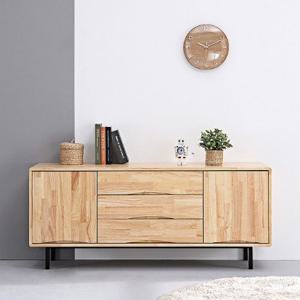 탄탄한 고무나무원목 스틸프레임 쓰리서랍 양쪽수납 거실장(1500 3색)