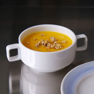 화이트 도자기 양손 스프볼 요거트 시리얼볼 뷔페 호텔 그릇