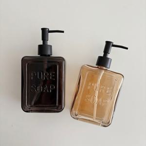 모던 사각 유리 디스펜서 펌프 블랙 공병 주방 욕실 인테리어 글라스통 500ml