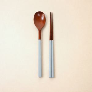 고운빛 옻칠 육각 한식기 수저 젓가락 세트 스카이 블루