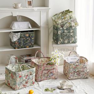 블룸가든 빈티지 플라워 누빔 퀼팅 수납 바스켓 바구니 소품 정리백 기저귀함