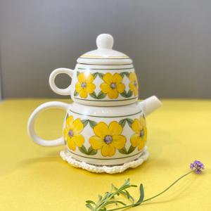 옐로우 레트로 핸드페인팅 티포원