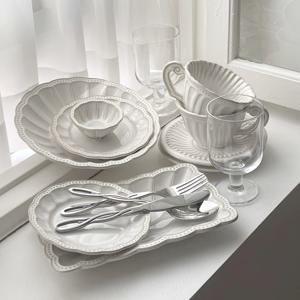 프랑스 빈티지 미뉴엣 2인 그릇세트 카페 앤틱 접시 (양식용 7P)