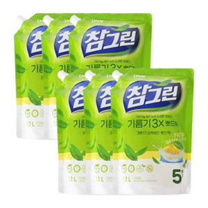 참그린 주방세제 녹차 기름기 2X 뽀드득 리필 1.2L x6