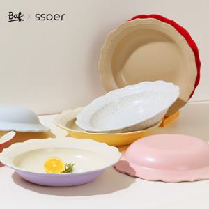 쏘에르 IH 중력주조 요리접시 라운드 원형 세트(유리뚜껑+압착노브+실리콘손잡이2P)