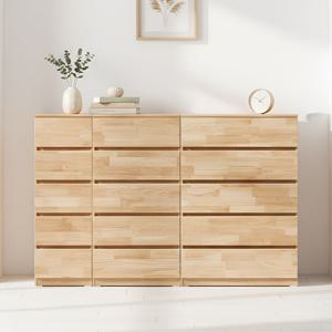 라인즈 고무나무 원목 서랍장 수납 세트 내추럴 5단 전도방지 400 600 800