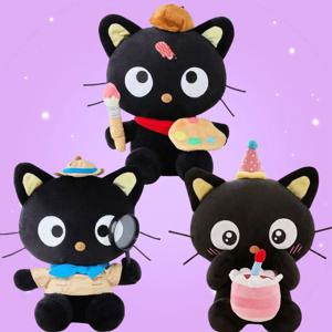 산리오 초코캣 인형 생일케이크 화가 탐정 큰 대형 애착 수면 굿즈 캐릭터 인형 25cm