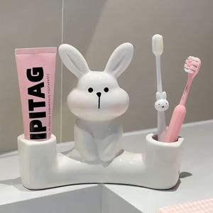 [해외] 귀여운 토끼 칫솔꽂이 도자기 칫솔 치약 꽂이 걸이 거치대 인테리어 소품