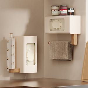 [해외] 원목 주방 티슈케이스 다용도 주방 키친타올걸이 거치대 케이스 2colors