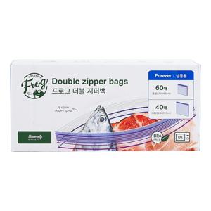 3중 잠금으로 튼튼한 더블 지퍼백 냉동용 중형 60매 + 대형 40매 (총 100매)