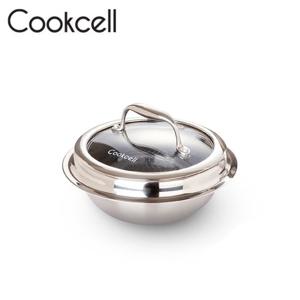Cookcell 통3중 싱글 코팅 가마솥 16cm 블랙(유리뚜껑포함)
