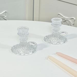 크리스탈 손잡이 테이퍼 캔들 홀더 양초 촛대 받침 오브제