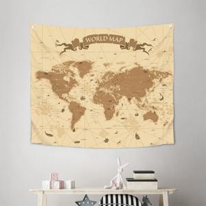 세계지도 빈티지 패브릭포스터 창문 가리개 가림막 인테리어 아이방 150x130
