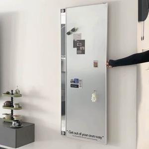 [오늘의집 단독] 매트실버 스텐 자석보드 슬라이딩거울 인테리어 벽거울