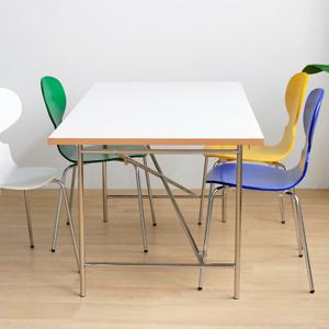 [리퍼] 리차드 테이블 4인 미드센츄리 높이조절 사각 크롬 카페 다이닝 식탁 1600