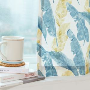 [코튼+린넨] 싱그러운 야자잎 패턴 내추럴 홈스타일링 감성 가리개커튼 (90x165)