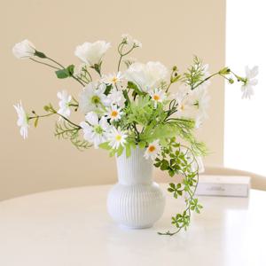 인테리어 화병 꽃꽂이 생화 조화 오브제 꽃병 실린더 리시안 데이지부케 퓨어화병세트