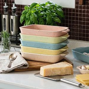 감성적인 유니크 테이블웨어 파스텔 직사각 그라탕기 도자기 그릇