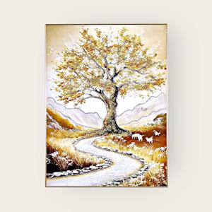 풍수 액자 황금나무 산 풍경화 현관 복도 인테리어 세로형 60x80