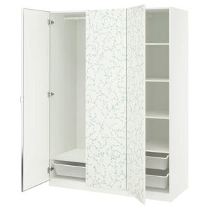 린나베리+오헤임 옷장 5단선반+옷걸이봉 화이트 패턴/거울 150x58x201cm