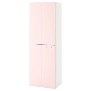 스모스타드+플랏사 옷장+옷장레일2 화이트/페일핑크 60x57x181cm