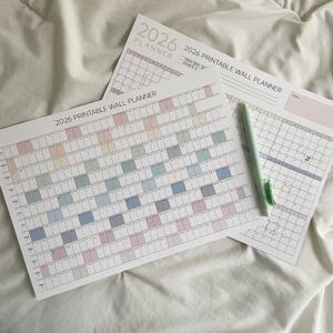 A4 2026 연력 1년 연간 한장 달력 2type 26년 낱장 포스터 캘린더 2026년