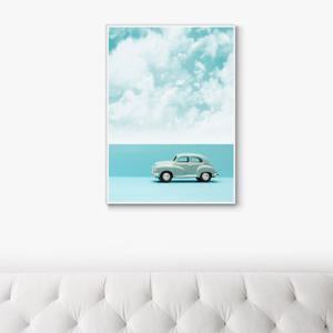 Mb23푸른바다와 차 /캔버스천 아크릴 메탈프레임 그림액자 바다풍경 팝아트