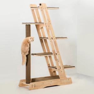 B7 5단 브라운 원목 고양이 캣폴 캣타워