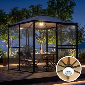 스퀘어가든 2.5M 파라솔 LED 포함 야외 투명벽 쉘터 글램핑 캠핑 그늘막 테라스 정원