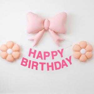 핑크 왕리본 데이지 생일 파티 패키지 파스텔 감성 파티