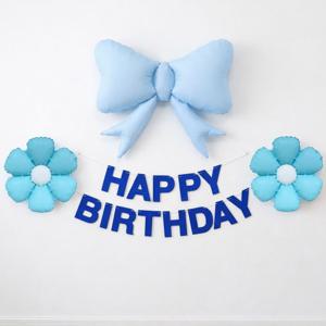 블루 왕리본 데이지 생일 파티 패키지 파스텔 감성 파티