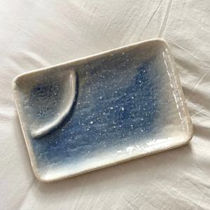 블루 2칸 회접시 간식 안주 나눔 플레이트