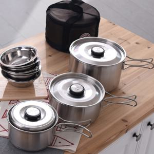 캠핑 스텐 코펠 냄비 식기 그릇 세트 3 4인용