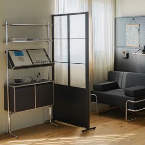 틴우드 공간분리 가벽 아쿠아유리 철제 파티션 800 스탠드 세트 (바퀴포함)