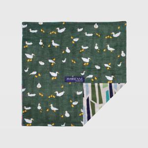 키링 양면 손수건 오리가족+숲속비 24 x 24 (cm)