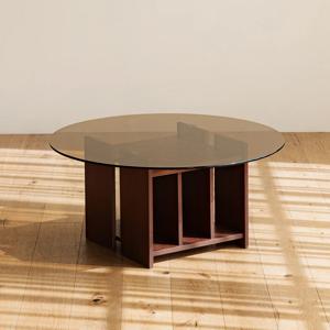 [리퍼] 파레드 원형 유리 거실테이블 800 (월넛)