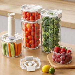 진공밀폐용기 펌프형 투명 야채보관통 진공반찬통 냉장고 밀폐용기