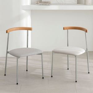 1+1 플로 다이닝 체어 기능성 패브릭 디자인 인테리어 크롬 우드 식탁 의자