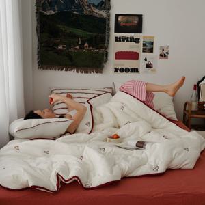 폭신부들 소프트스킨 알러지케어 말랑이 자수 먼지없는 차렵이불 세트 SS/Q 4color