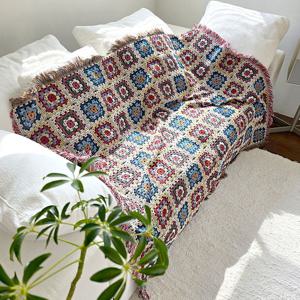 빈티지 그래니 스퀘어 코튼 블랭킷 소파커버