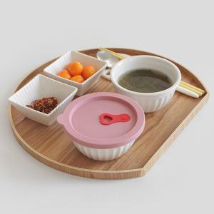 실리콘 커버 도자기 밥용기 300ml  국용기 냉동밥 밥그릇 보관용기 렌지사용
