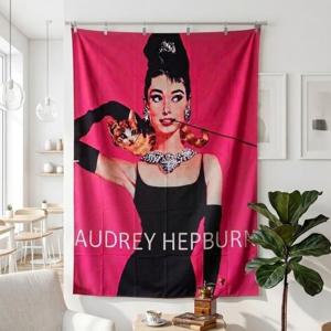 오드리햅번 핫핑크 대형 패브릭포스터 벽가리개