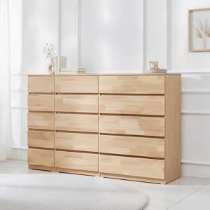 라인즈 속깊은 고무나무 원목 서랍장 광폭 수납 세트 내추럴 5단 400 600 800