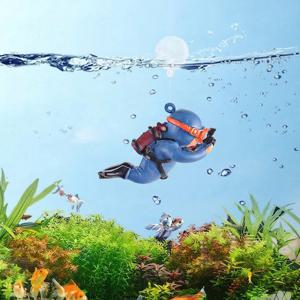 어항 장식 수조 수족관 꾸미기 수영하는 파란 잠수부 블루 모형 피규어