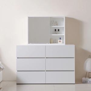 에이든 1200 수납형 3단 화장대 거울 세트 화이트 입식 서랍장 겸용 원룸 자취 좁은방